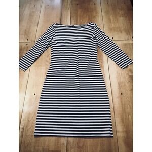 Xhilaration Womens Striped‎ Boat Neck 3/4 Sleeve Dress Size Medium Black White